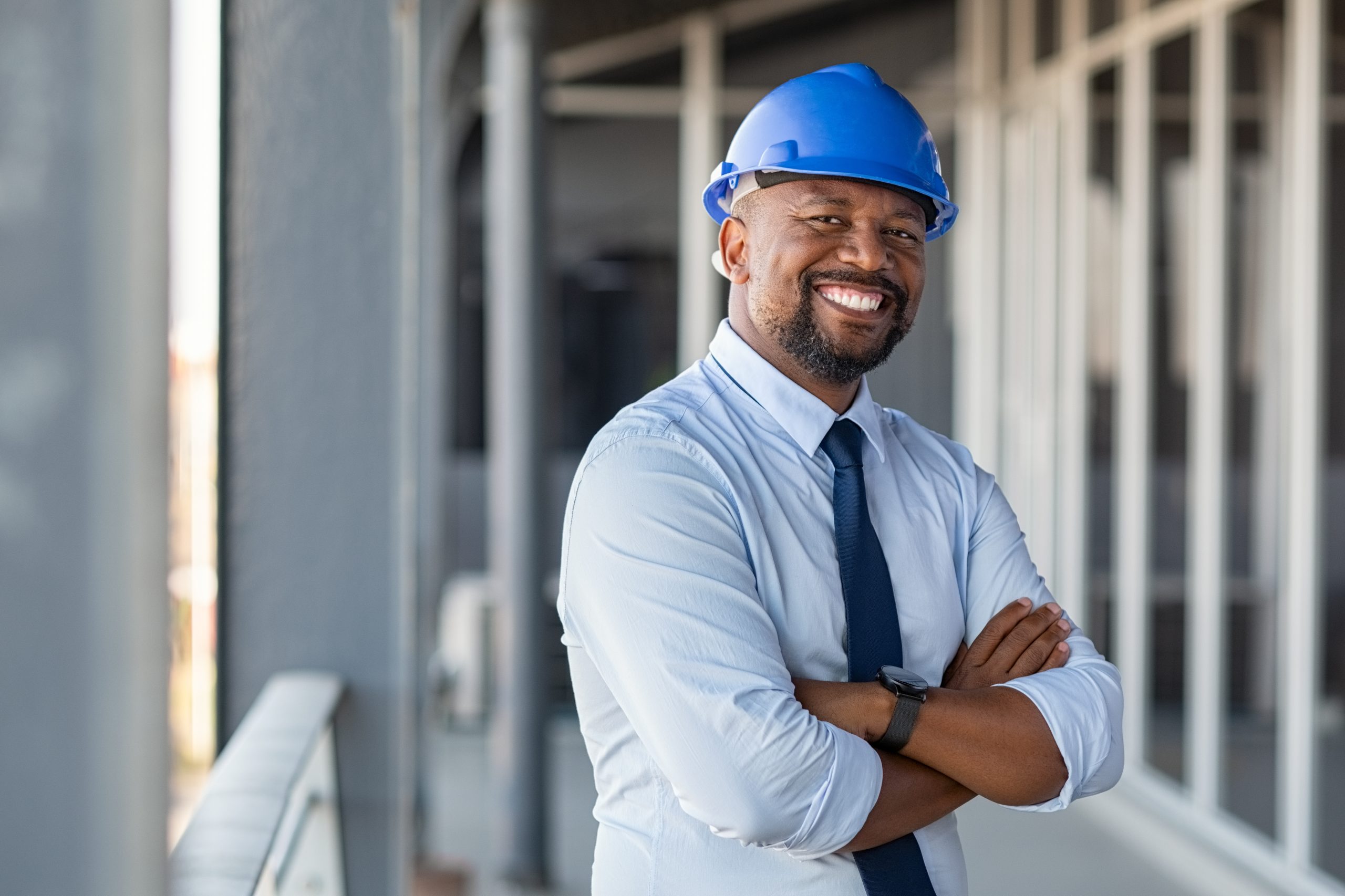 Successful contractor at building site Office Moving